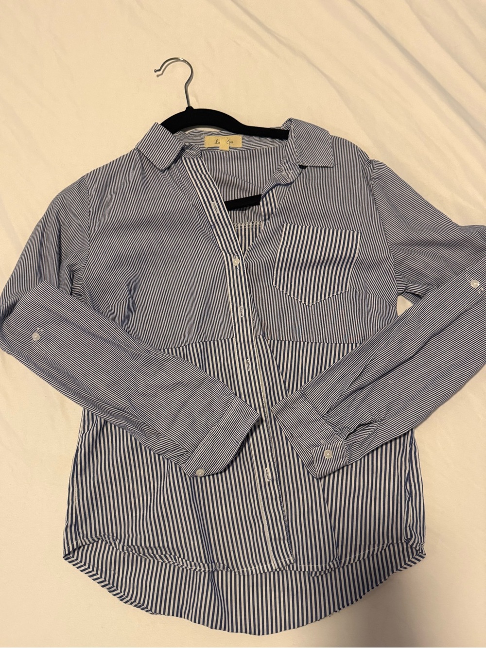 Striped Blue and White Button-Up Shirt
